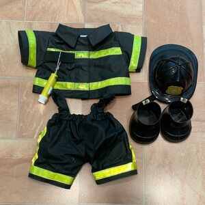 Build-A-Bear Fireman Firefighter Black Uniform Costume Outfit Set- TESTED